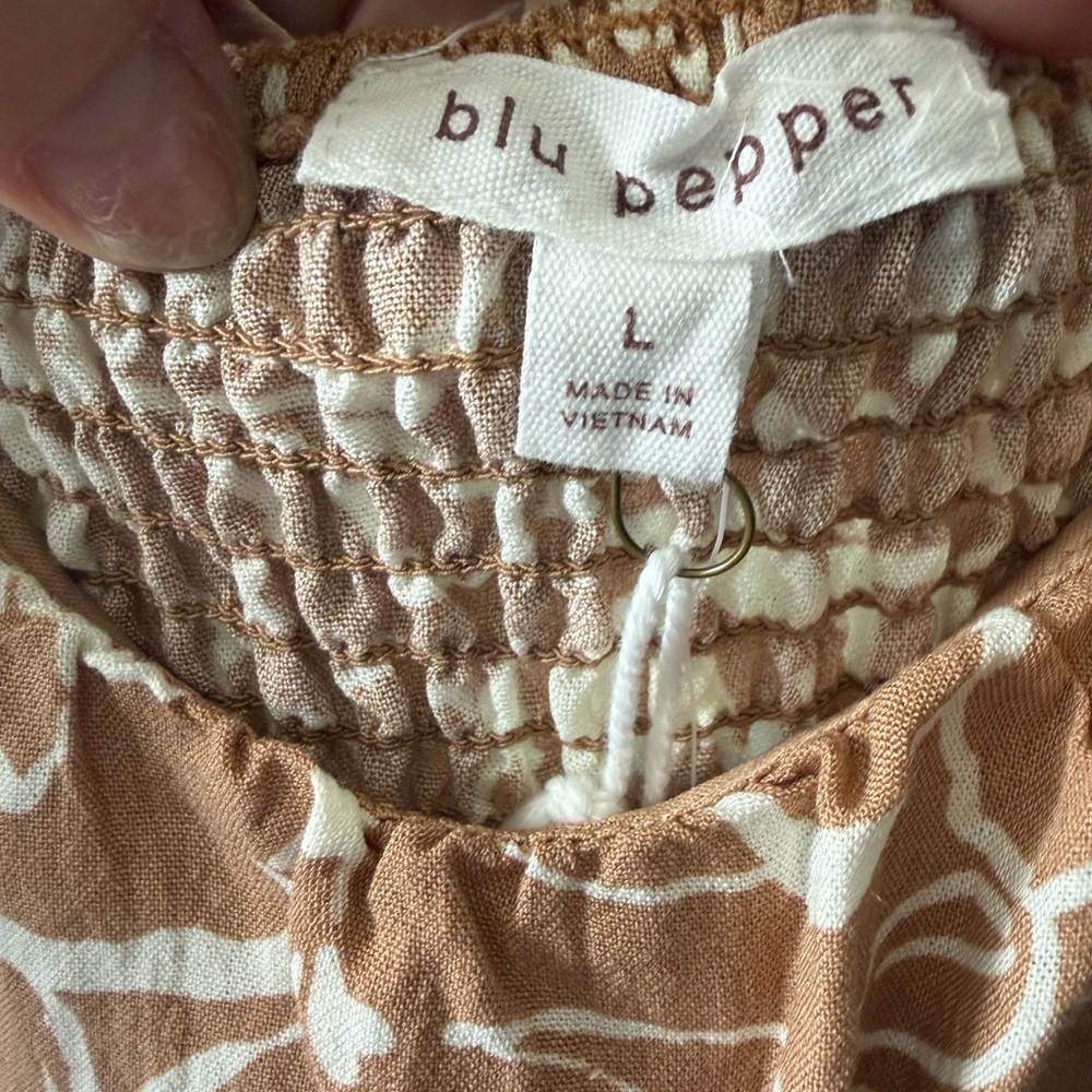 Blu Pepper Tan and White Floral Mini Dress - Picture 8 of 9